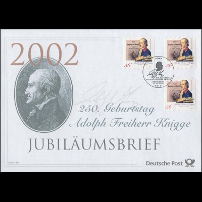 2241 Freiherr von Knigge 2002 - Jubiläumsbrief