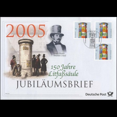 2444 Ernst Theodor Amadeus Litfaß & 150 Jahre Litfaßsäule 2005 - Jubiläumsbrief