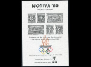 Sonderdruck MOTIVA Fellbach/Stuttgart Olympia 1980: 6 Werte, rot, **