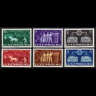 478-483 Europäische Einigung 1951, Luxemburg postfrisch ** / MNH