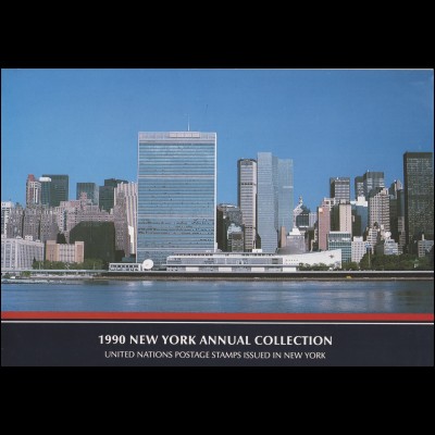 UNO New York Jahressammelmappe Souvenir Folder 1990, postfrisch **