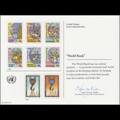 UNO Erinnerungskarte EK 35 Weltbank 1989, ungebraucht **