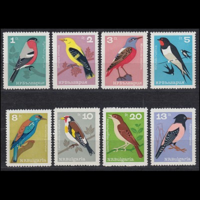 Bulgarien 1529-1536 Vögel - Vogelarten 1965, 8 Werte, Satz ** / MNH