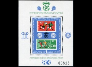 Bulgarien Block 97 FIFA Fußball-WM Spanien 1982, ** / MNH