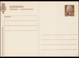 Dänemark Postkarte P 273 Königin Margrethe 80 Öre, Kz. 215, **