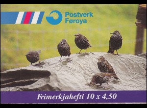 Färöer-Inseln Markenheftchen 15 Standvögel Birds 1998, ** postfrisch