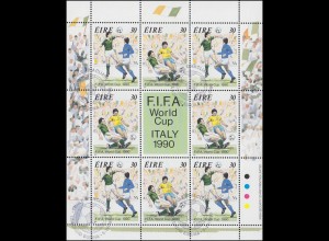 Irland 712-713 Fußball-WM Italien 1990 - Kleinbogen, ESSt 1.4.90