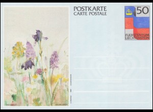 Liechtenstein Postkarte P 85 Fahne: Riedblumen, **