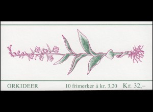 Norwegen Markenheftchen 15 Blumen: Orchideen 1990, ** postfrisch