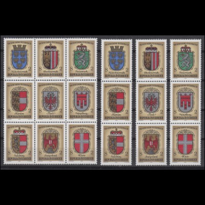 1522-1530 Block 4 Wappen der Bundesländer mit 19 ZD und 9 Einzelmarken, Set ** 