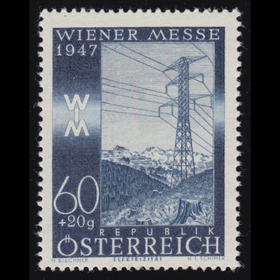 810 Wiener Frühjahrsmesse, Hochspannungsleitung am Präbichl, 60 g + 20 g, **