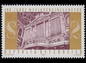 1327 100 J. Musikvereinsgebäude, Orgel im Vereinssaal, Wien, 2 S, postfrisch **
