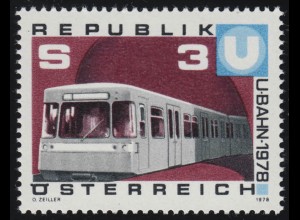 1567 Inbetriebnahme 1.Teilstück Wiener U-Bahn, U-Bahnzug, 3 S, postfrisch **