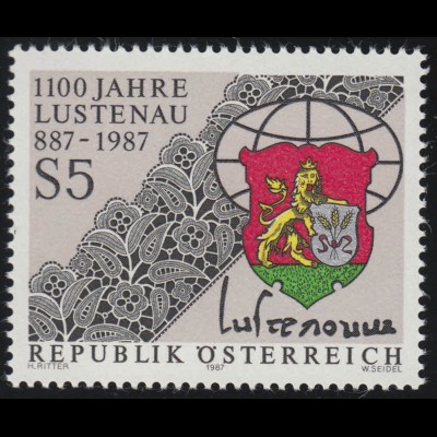 1885 1100 Jahre Lustenau, Gemeindewappen + Stickereimuster, 5 S, postfrisch **