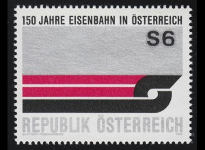 1886 150 Jahre Eisenbahn in Österreich, Jubiläumsemblem, 6 S ** aus Block 9