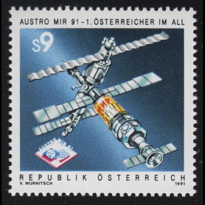 2040 Raumfahrtprojekt AUSTROMIR '91, Raumstation MIR, Emblem, 9 S, postfrisch **