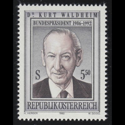 2072 Bundespräsident, Kurt Waldheim (1918 - 2007), 5.50 S, postfrisch **