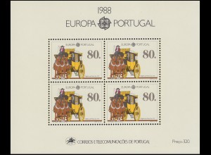 Portugal Block 57 Europaunion CEPT 1988 mit 4mal 1754b, ** / MNH