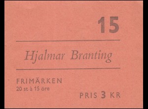 Markenheftchen Friedensnobelpreis Hjalmar Branting 10x 465D, **