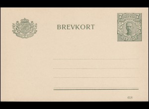 Schweden Postkarte P 33 Brevkort König Gustav Druckdatum 618, ** postfrisch