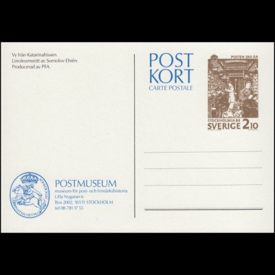 Schweden Postkarte P 107 350 Jahre Post 2,10 Krona 1986, ** postfrisch