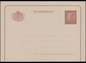 Schweden Kartenbrief K 28I Y KORTBREV 15 Öre, gezähnt 13 1/2, ** postfrisch