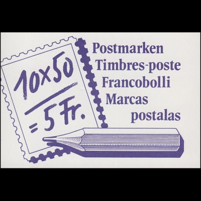 Schweiz Markenheftchen 0-84, Postbeförderung: Der Postbote 1988, **