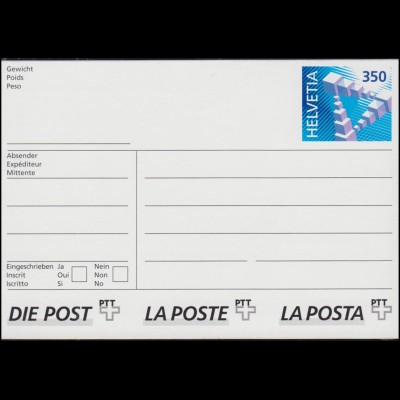 Schweiz AZ 2 Adress-Zettel 350 (C) blau, selbstklebend 1994, ** postfrisch
