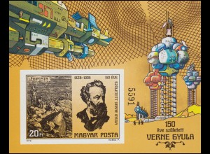 Block 133B Geburtstag von Jules Verne 1978, Block ungezähnt **