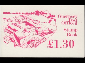 Guernsey Markenheftchen 17 Münzen Fort George karmin 1982, **