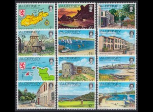 1-12 Guernsey-Alderney Jahrgang 1983, postfrisch ** / MNH