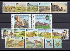 159-181 Isle of Man Jahrgang 1980 mit Block 3 und 4, ** postfrisch