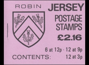 Jersey Markenheftchen 0-25, Wappen 2,16 Pfund 1984, **