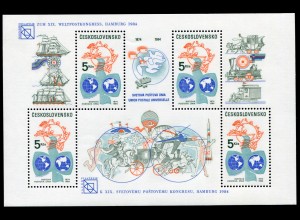 Tschechoslowakei Block 59 Weltpostverein UPU 1984 - mit Aufdruck, ** / MNH